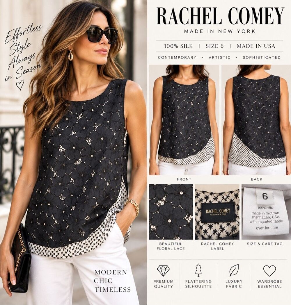 RACHEL COMEY Made In New York 100% SILK Top Women’s Size 6 Multi Layer